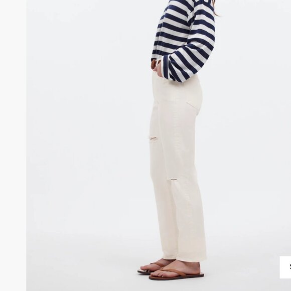 Madewell The '90s Straight Jean - Size 24 Tall - White Stretch High Rise Jeans - Picture 4 of 14